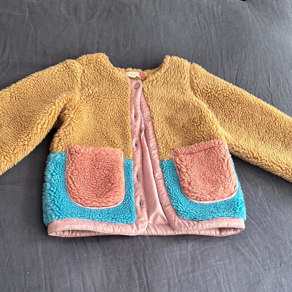 Pink Chicken Tan, Pink, and Blue Kids Puffer Jacket